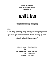 Luận văn sử dụng phương pháp thống kê trong việc đánh giá hiệu quả sản xuất kinh doanh của doanh nghiệp