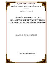 Luận vă Văn hóa kinh doanh của ngân hàng đầu tư và phát triển Việt Nam chi nhánh tỉnh Lâm Đồng