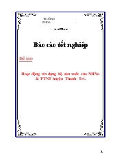 Luận văn Hoạt động tín dụng hộ sản xuất của NHNo & PTNT huyện Thanh Trì