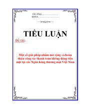 Tiểu luận Một số giải pháp nhằm mở rộng và hoàn thiện công tác thanh toán không dùng tiền mặt tại các Ngân hàng thương mại Việt Nam