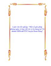 Luận văn Một số giải pháp phòng ngừa và hạn chế rủi ro tín dụng tại Chi nhánh