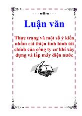Luận văn Thực trạng và một số ý kiến nhằm cải thiện tình hình tài chính của công ty cơ khí xây dựng và lắp máy điện nước