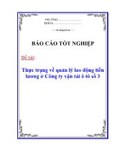 Luận văn Thực trạng về quản lý lao động tiền lương ở Công ty vận tải ô tô số 3
