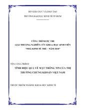 Luận văn Tính hiệu quả về mặt thông tin của thị trường chứng khoán Việt Nam