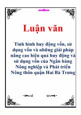 Luận văn Tình hình huy động vốn, sử dụng vốn và những giải pháp nâng cao hiệu quả huy động và sử dụng vốn của Ngân hàng Nông nghiệp và Phát triển Nông thôn quận Hai Bà Trưng
