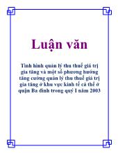 Luận văn Tình hình quản lý thu thuế giá trị gia tăng và một số phương hướng tăng cường quản lý thu thuế giá trị gia tăng