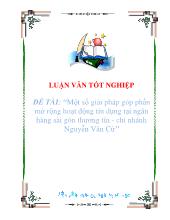 Luận văn Một số giải pháp góp phần mở rộng hoạt động tín dụng tại ngân hàng sài gòn thương tín - chi nhánh Nguyễn Văn Cừ