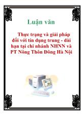 Luận văn Thực trạng và giải pháp đối với tín dụng trung - dài hạn tại chi nhánh NHNN và PT Nông Thôn Đông Hà Nội