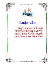Luận văn Thực trạng và giải pháp mở rộng đầu tư trực tiếp nước ngoài của nies vào Việt Nam