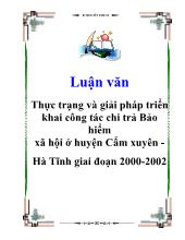 Luận văn Thực trạng và giải pháp triển khai công tác chi trả Bảo hiểm xã hội ở huyện Cẩm xuyên Hà Tĩnh giai đoạn 2000-2002