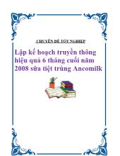 Chuyên đề Lập kế hoạch truyền thông hiệu quả 6 tháng cuối năm 2008 sữa tiệt trùng Ancomilk