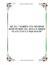 Đề án Nghiên cứu mô hình kinh tế hợp tác, htx là nhiệm vụ của tất cả mọi người