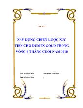 Đề tài Xây dựng chiến lược xúc tiến cho dumex gold trong vòng 6 tháng cuối năm 2010