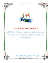 Luận văn Đầu tư và các giải pháp nâng cao hiệu quả hoạt động đầu tư phát triển trong doanh nghiệp