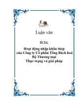 Luận văn Hoạt động nhập khẩu thép của Công ty Cổ phần Tổng Bách hoá - Bộ Thương mại-Thực trạng và giải pháp