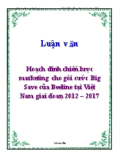 Đề tài Hoạch đinh chiến lược marketing cho gói cước Big Save cuả Beeline tại Việt nam giai đoaṇ 2012 – 2017