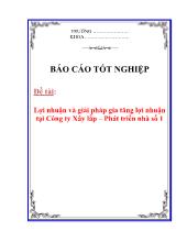 Đề tài Lợi nhuận và giải pháp gia tăng lợi nhuận tại Công ty Xây lắp – Phát triển nhà số 1