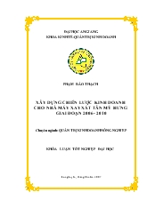 Luận văn Xây dựng chiến lược hoạt động cho nhà máy xay xát Tân Mỹ Hưng giai đoạn 2006-2010