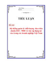 Đề tài Hệ thống quản lý chất lượng theo tiêu chuẩn ISO - 9000 và việc áp dụng nó vào trong các doanh nghiệp Việt Nam