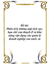 Đề tài Phân tích những mặt tích cực, hạn chế của thuyết Z và khả năng