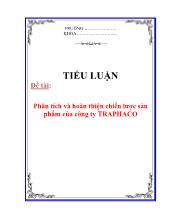 Đề tài Phân tích và hoàn thiện chiến lược sản phẩm của công ty TRAPHACO