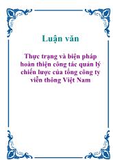Đề tài Thực trạng và biện pháp hoàn thiện công tác quản lý chiến lược của tổng công ty viễn thông Việt Nam