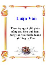 Luận văn Giải pháp nâng cao hiệu quả hoạt động sản xuất kinh doanh tại Công ty Tem