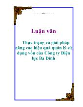 Luận văn Nâng cao hiệu quả quản lý sử dụng vốn của Công ty Điện lực Ba Đình