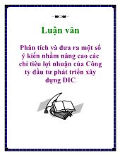 Luận văn Phân tích các chỉtiêu lợi nhuận của Công ty đầu tư phát triển xây dựng DIC