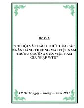 Đề tài Cơ hội và thách thức của các ngân hàng thương mại Việt Nam trước ngưỡng cửa Việt Nam gia nhập WTO