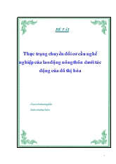 Đề tài Thực trạng chuyển đổi cơ cấu nghề nghiệp của lao động nông thôn dưới tác động của đô thị hóa
