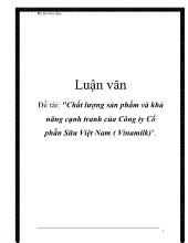 Đề tài Chất lượng sản phẩm và khả năng cạnh tranh của Công ty Cổ phần Sữa Việt Nam (Vinamilk)