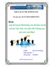 Đề tài Lập kế hoạch Marketing cho Beeline tại thị trường Việt Nam vào năm 2011 thông qua gói cước mới Big2