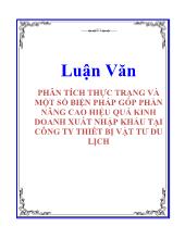 Đề tài Một số biện pháp góp phần nâng cao hiệu quả kinh doanh xuất nhập khẩu tại công ty thiết bị vật tư du lịch