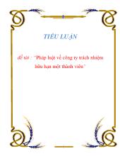Đề tài Pháp luật về công ty trách nhiệm hữu hạn một thành viên