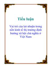 Đề tài Vai trò của lợi nhuận trong nền kinh tế thị trường định hướng xã hội chủ nghĩa ở Việt Nam