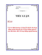 Đề tài Vai trò định hướng và khuyến khích cho hoạt động ngoại thương tức là hoạt động quản lý của nhà nước đối với hoạt động ngoại thương