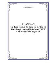 Luận văn Sử dụng công cụ tín dụng tài trợ đầu tư kinh doanh vàng tại Ngân hàng TMCP Xuất Nhập Khẩu Việt Nam