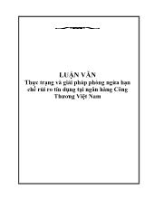 Luận văn Thực trạng và giải pháp phòng ngừa hạn chế rủi ro tín dụng tại ngân hàng Công Thương Việt Nam