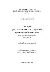 Luận văn Xây dựng quỹ tín thác đầu tư bất động sản tại thành phố Hồ Chí Minh