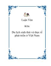 Đề tài Du lịch sinh thái và thực tế phát triển ở Việt Nam