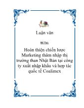 Luận văn Hoàn thiện chiến lược Marketing thâm nhập thị trường than Nhật Bản tại công ty xuất nhập khẩu và hợp tác quốc tế Coalimex