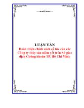 Luận văn Hoàn thiện chính sách cổ tức của các Công ty thủy sản niêm yết trên Sở giao dịch Chứng khoán TP. Hồ Chí Minh