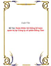 Luận văn Hoàn thiện hệ thống kế toán quản trị tại Công ty cổ phần Đồng Tâm