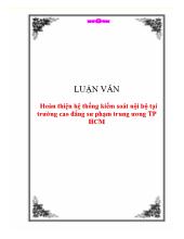 Luận văn Hoàn thiện hệ thống kiểm soát nội bộ tại trường cao đẳng sư phạm trung ương TP HCM