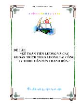 Luận văn Kế toán tiền lương và các khoản trích theo lương tại Công Ty TNHH Tiên Sơn Thanh Hoá
