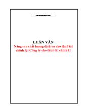 Luận văn Nâng cao chất lượng dịch vụ cho thuê tài chính tại Công ty cho thuê tài chính II