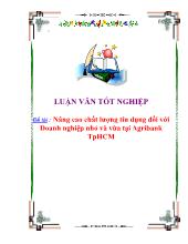 Luận văn Nâng cao chất lượng tín dụng đối với Doanh nghiệp nhỏ và vừa tại NHNo&PTNT Việt Nam khu vực Tp. Hồ Chí Minh