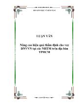 Luận văn Nâng cao hiệu quả thẩm định cho vay DNVVN tại các NHTM trên địa bàn TPHCM
