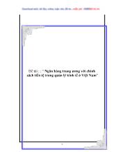Luận văn Ngân hàng trung ương với chính sách tiền tệ trong quản lý kinh tế ở Việt Nam